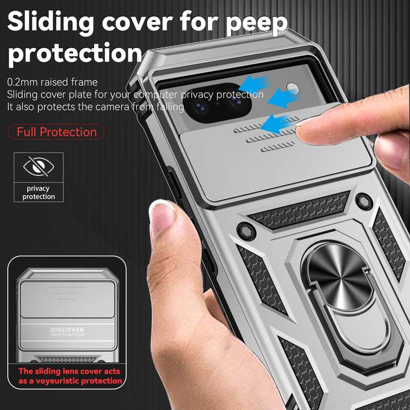 For Google Pixel 8a Sliding Camshield Holder Phone Case(Silver)