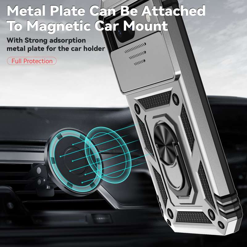 For Google Pixel 8a Sliding Camshield Holder Phone Case(Silver)