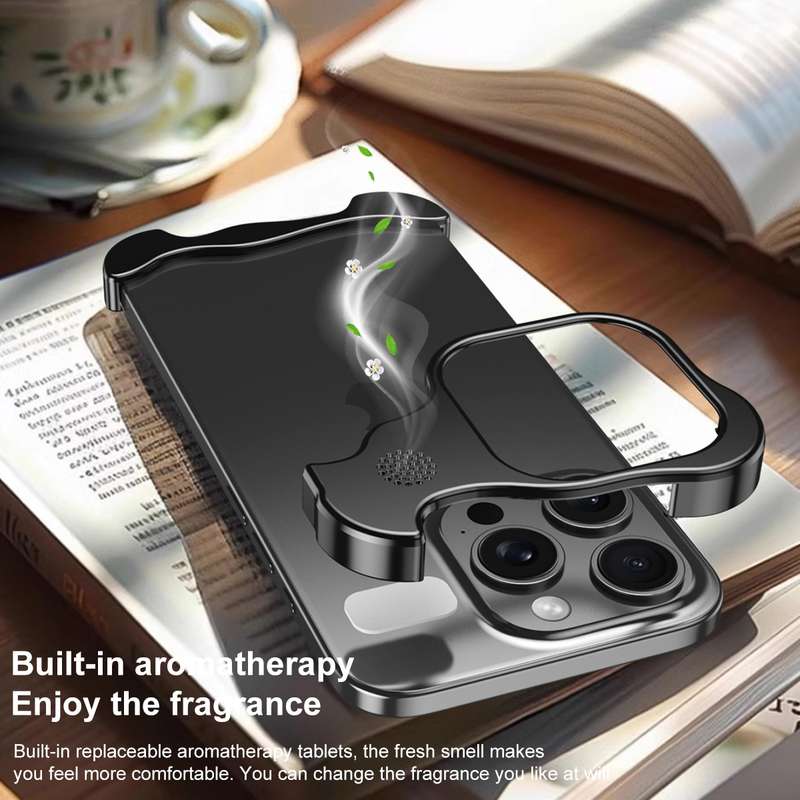 For iPhone 13 Pro Max Aromatherapy Alloy Frameless Phone Case(Black)
