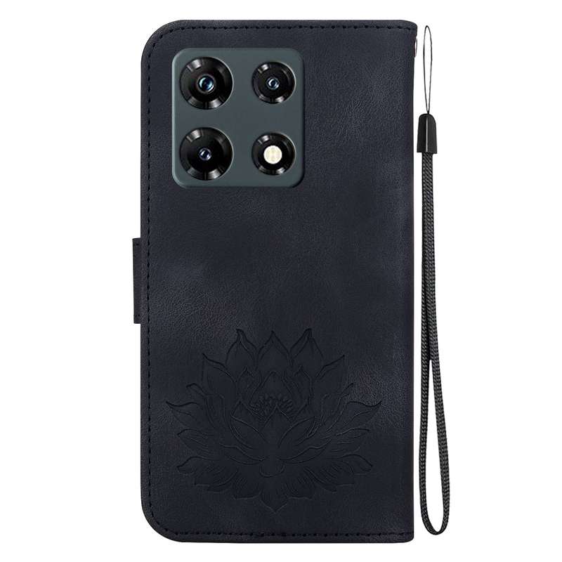 For Infinix Note 30 VIP Lotus Embossed Leather Phone Case(Black)