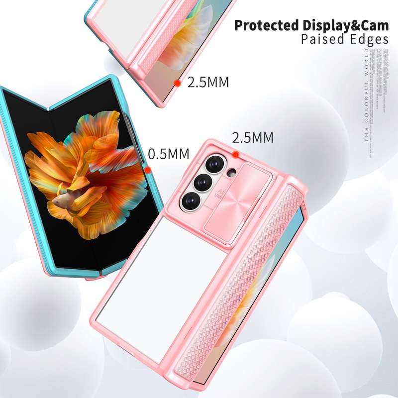 For Samsung Galaxy Z Fold6 5G Transparent Tempered Glass Shockproof Folding Phone Case with Hin