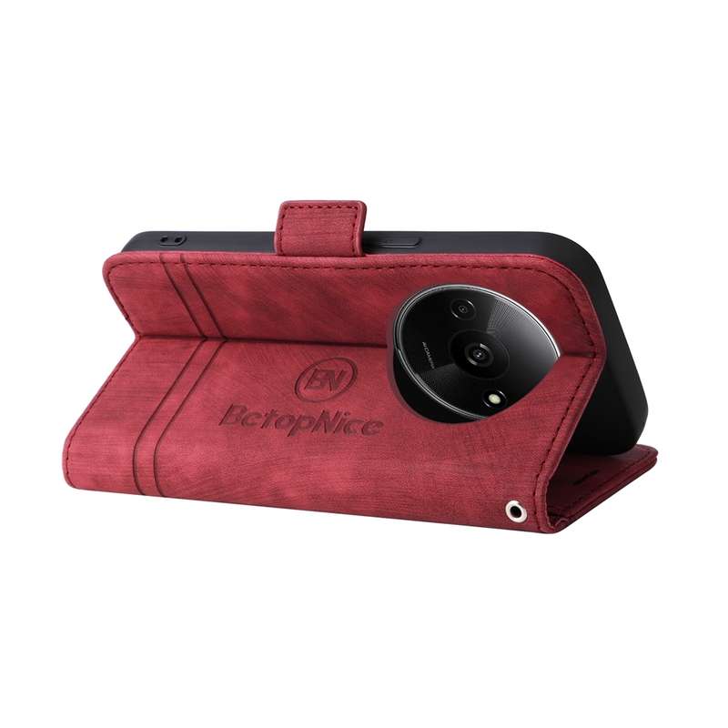 For Xiaomi Poco C61 4G / Redmi A3 4G Global BETOPNICE Dual-side Buckle Leather Phone Case(Red)