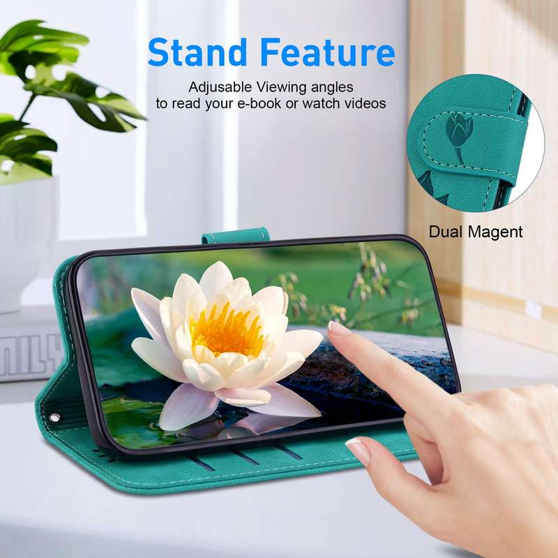 For Motorola Moto E20 / E30 / E40 Lotus Embossed Leather Phone Case(Green)