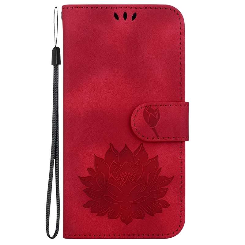 For Motorola Moto G85 Lotus Embossed Leather Phone Case(Red)