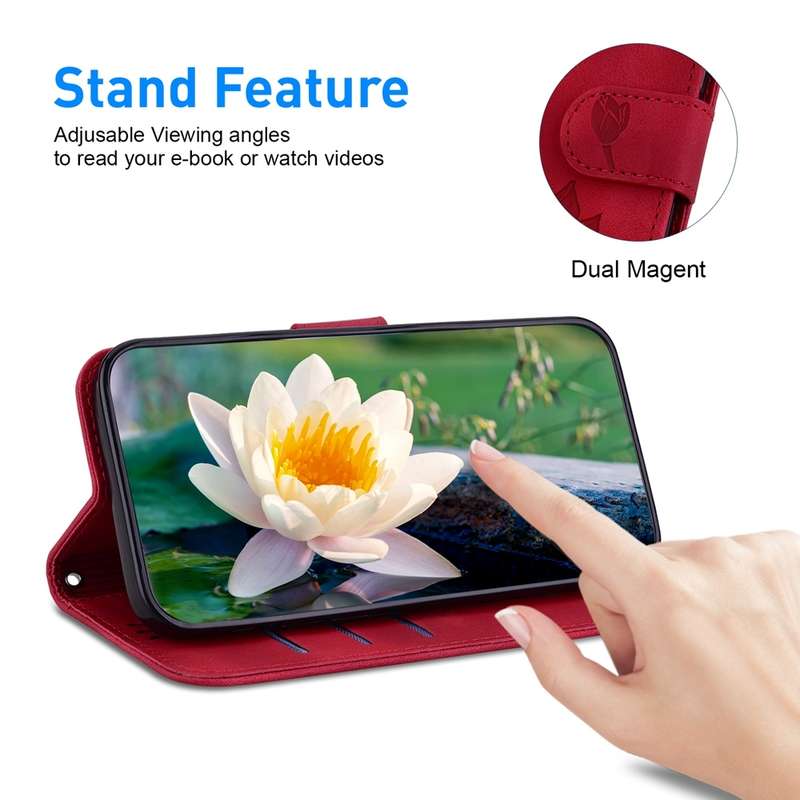 For Motorola Moto G85 Lotus Embossed Leather Phone Case(Red)