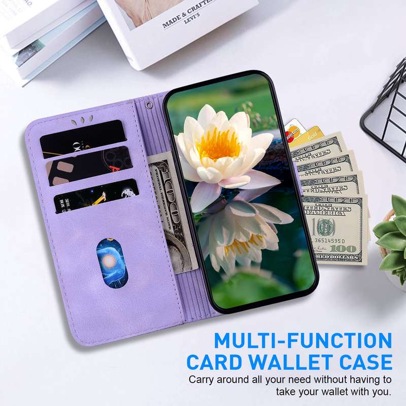 For iPhone 12 Pro Max Lotus Embossed Leather Phone Case(Purple)