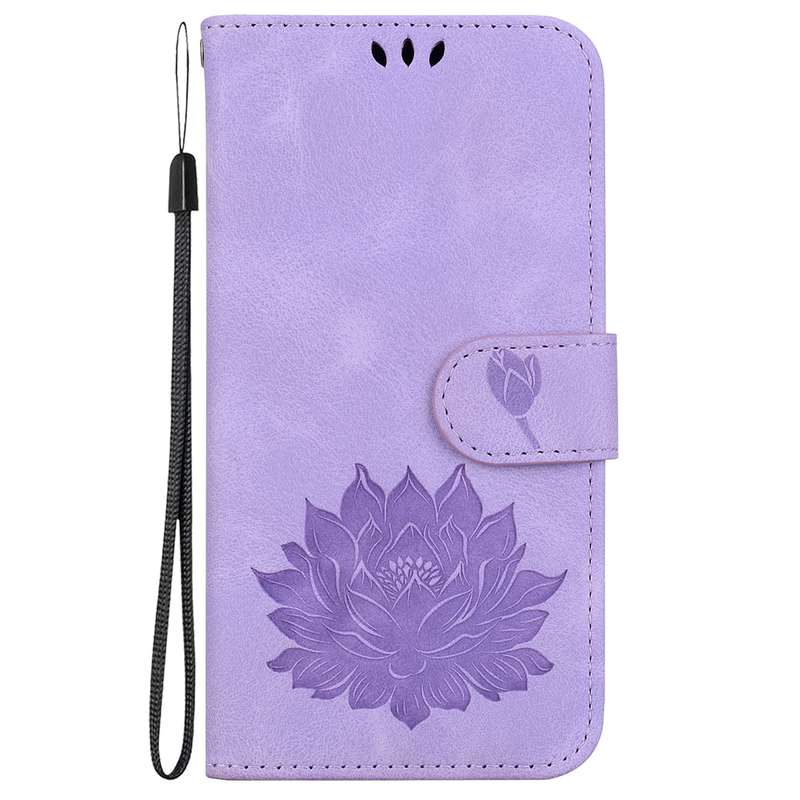 For iPhone XR Lotus Embossed Leather Phone Case(Purple)