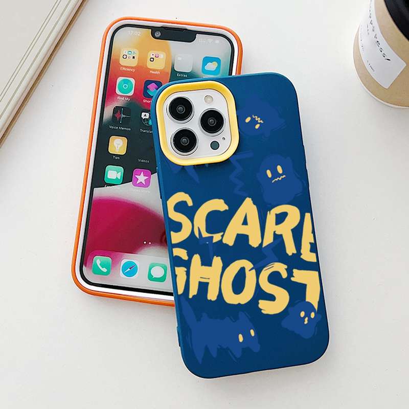 For iPhone 13 mini Scared Ghost PC Hybrid TPU Phone Case(Blue)