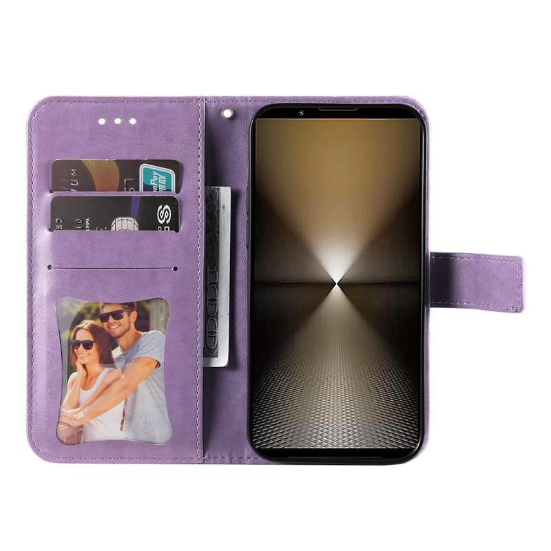For Sony Xperia 1 VI 7-petal Flowers Embossing Leather Phone Case(Light Purple)