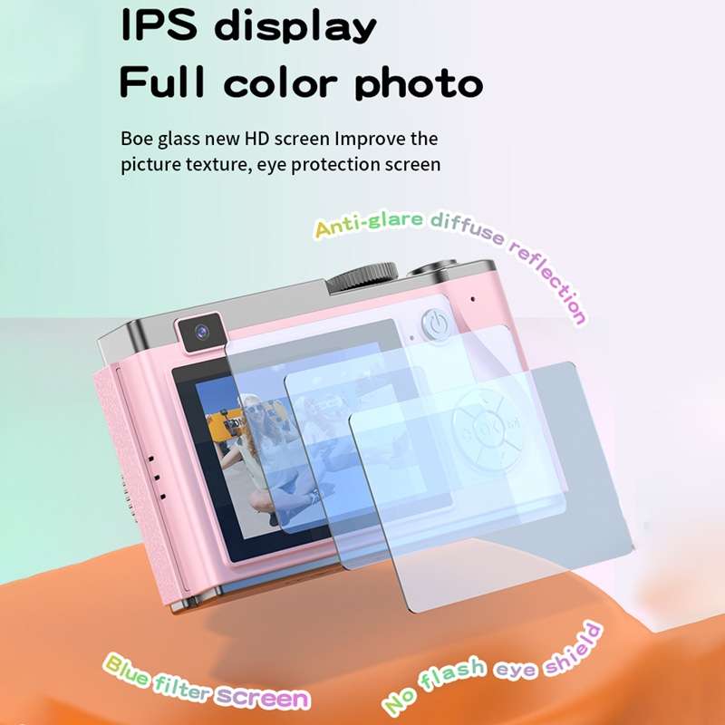 LK003 2.4 inch Dual-lens 4K HD CCD Camera Retro Kids Camera(Pink)