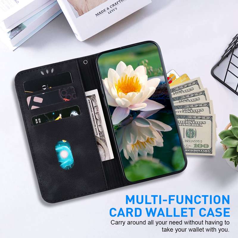 For ZTE Blade A72 / V40 Vita Lotus Embossed Leather Phone Case(Black)