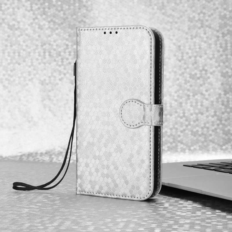 For Oukitel C37 Honeycomb Dot Texture Leather Phone Case(Silver)