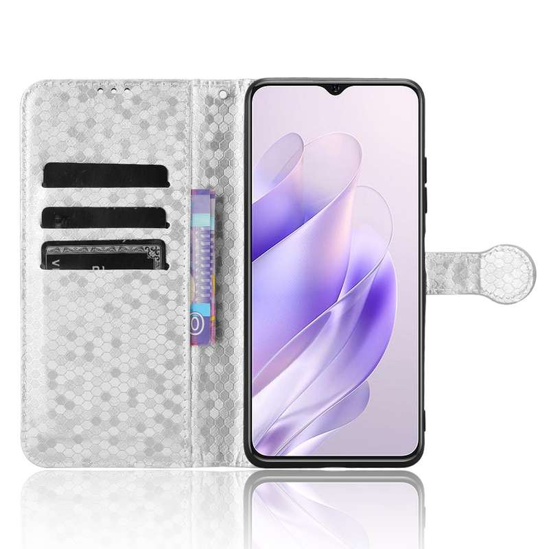 For Oukitel C37 Honeycomb Dot Texture Leather Phone Case(Silver)