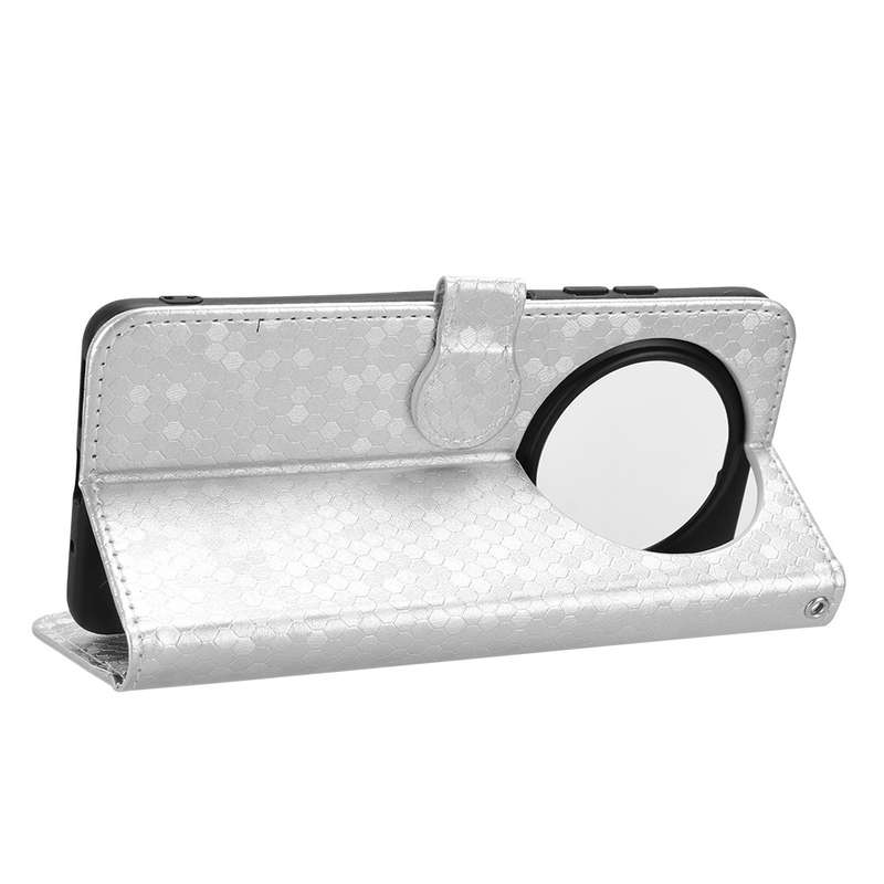 For Oukitel C37 Honeycomb Dot Texture Leather Phone Case(Silver)