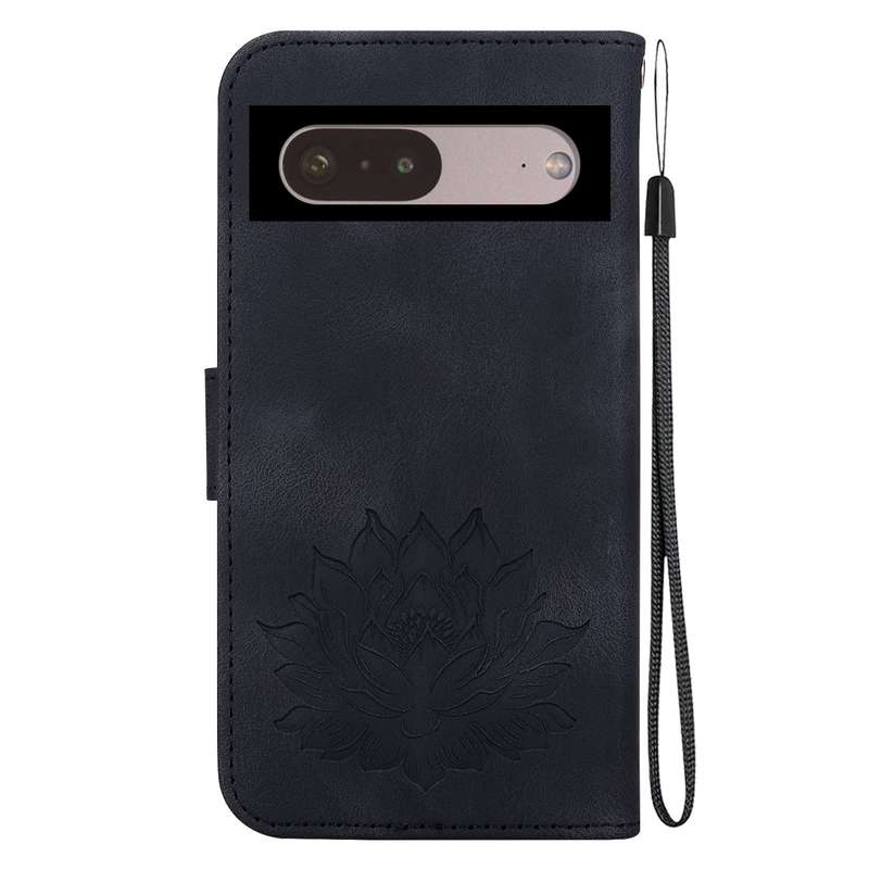 For Google Pixel 7 Pro Lotus Embossed Leather Phone Case(Black)
