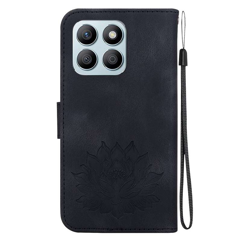 For Honor X8b Lotus Embossed Leather Phone Case(Black)