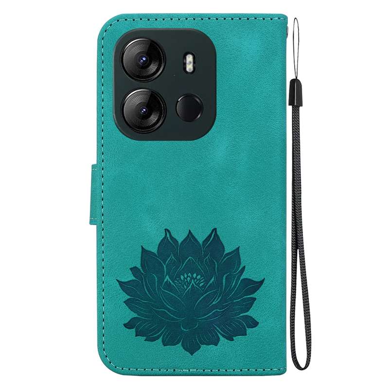 For Tecno Spark Go 2023 / Pop 7 Pro Lotus Embossed Leather Phone Case(Green)