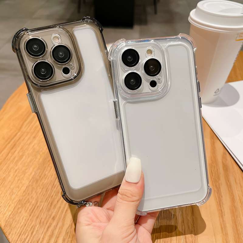 For iPhone 14 Pro Clear Acrylic + TPU Shockproof Phone Case(Transparent Black)