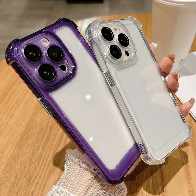 For iPhone 14 Pro Clear Acrylic + TPU Shockproof Phone Case(Transparent Black)