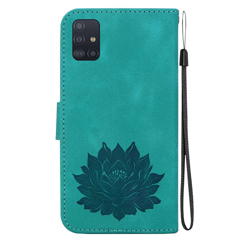 For Samsung Galaxy A51 Lotus Embossed Leather Phone Case(Green)