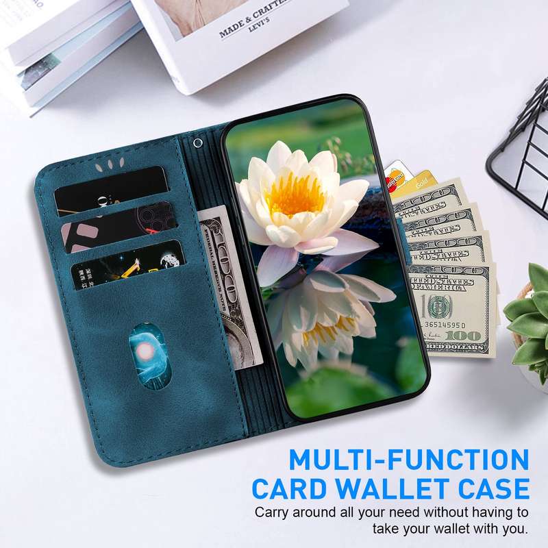 For OPPO A3 Pro 5G Lotus Embossed Leather Phone Case(Dark Blue)