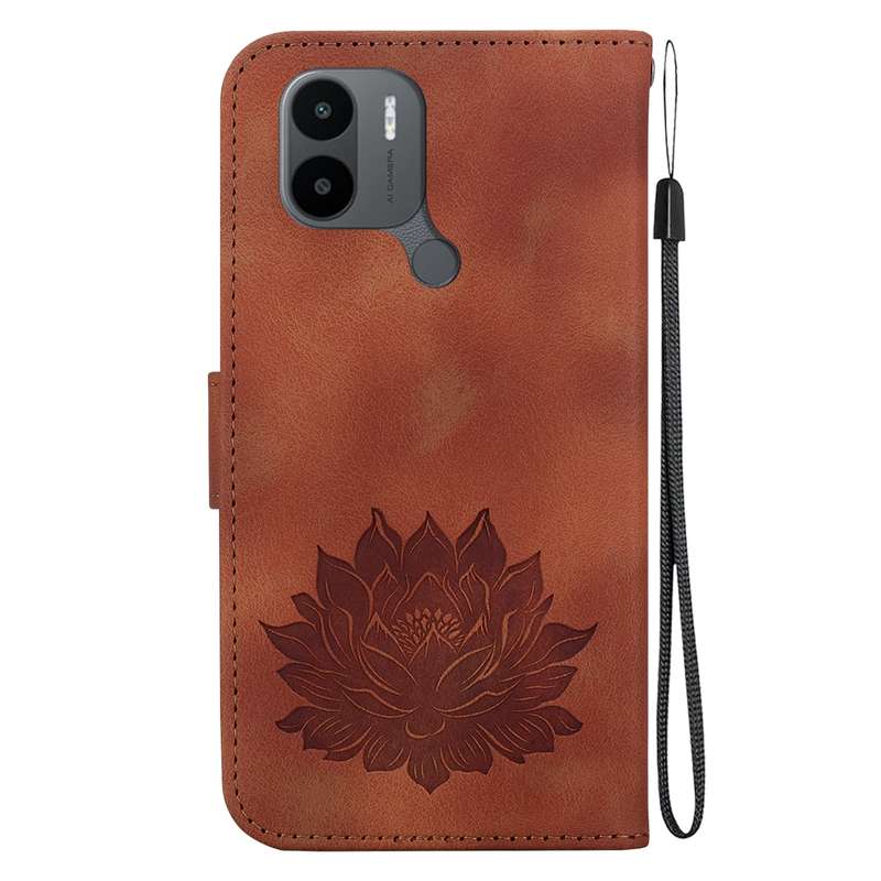 For Xiaomi Redmi A1+ / A2+ Lotus Embossed Leather Phone Case(Brown)