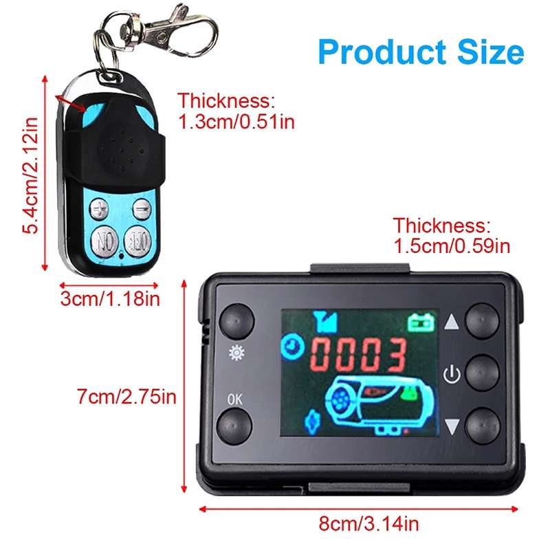 Car 12V / 24V Parking Heater LCD Monitor Switch with Remote Controller(Black)