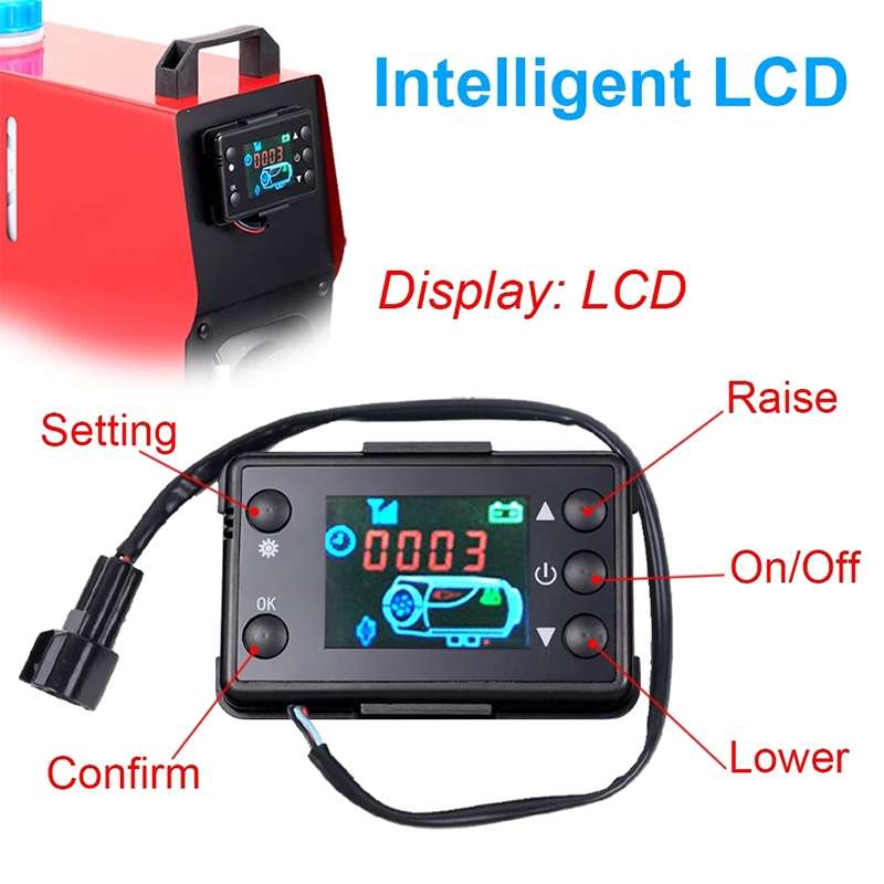 Car 12V / 24V Parking Heater LCD Monitor Switch with Remote Controller(Black)
