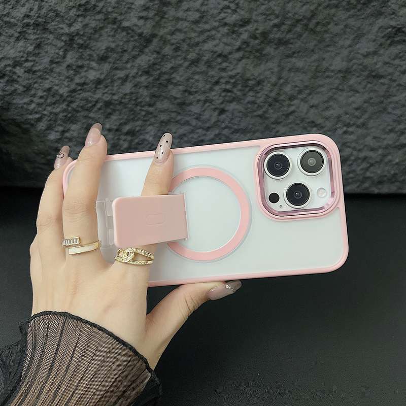 For iPhone 12 Pro Max Acrylic + TPU MagSafe Holder Phone Case(Lavender Purple)