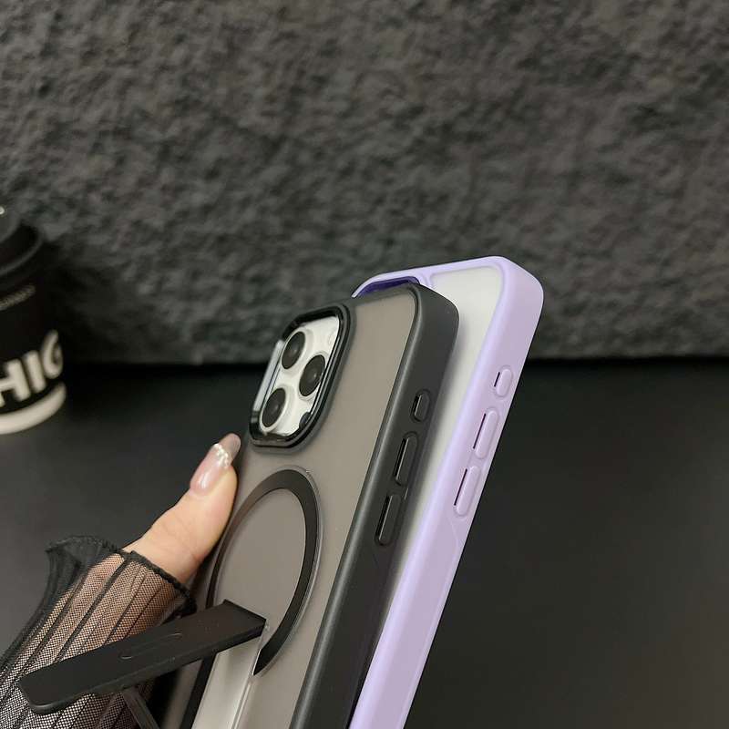For iPhone 12 Pro Max Acrylic + TPU MagSafe Holder Phone Case(Lavender Purple)