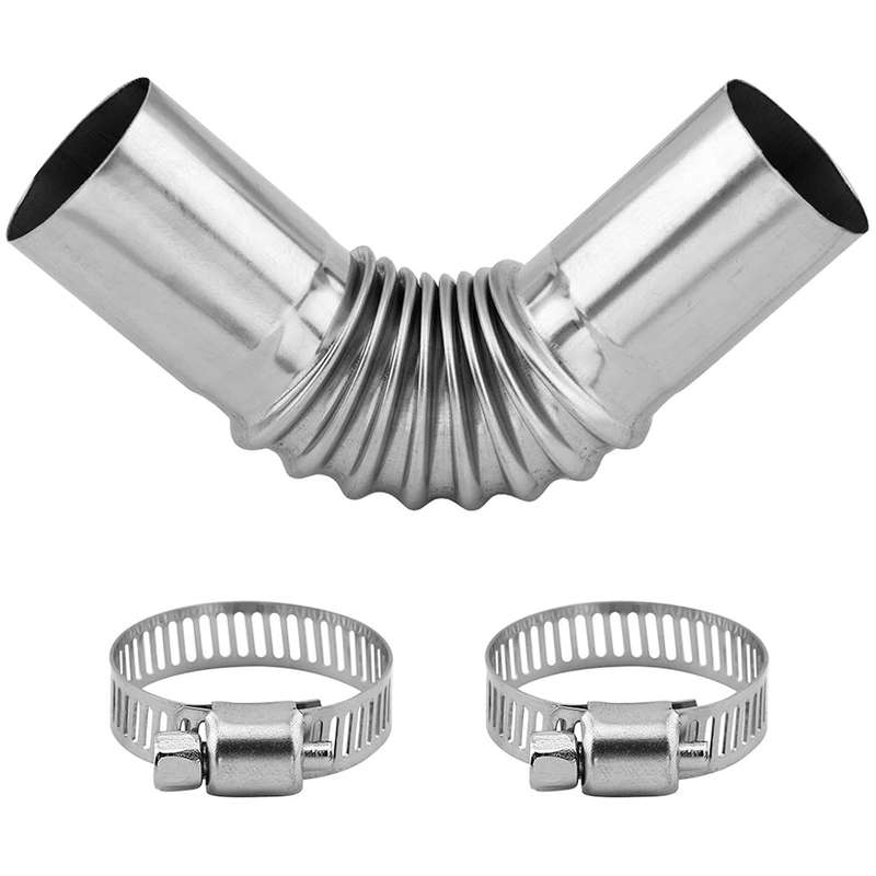 Car Parking Heater 13cm Elbow Stainless Steel Threaded Exhaust Tube Connector(Silver)