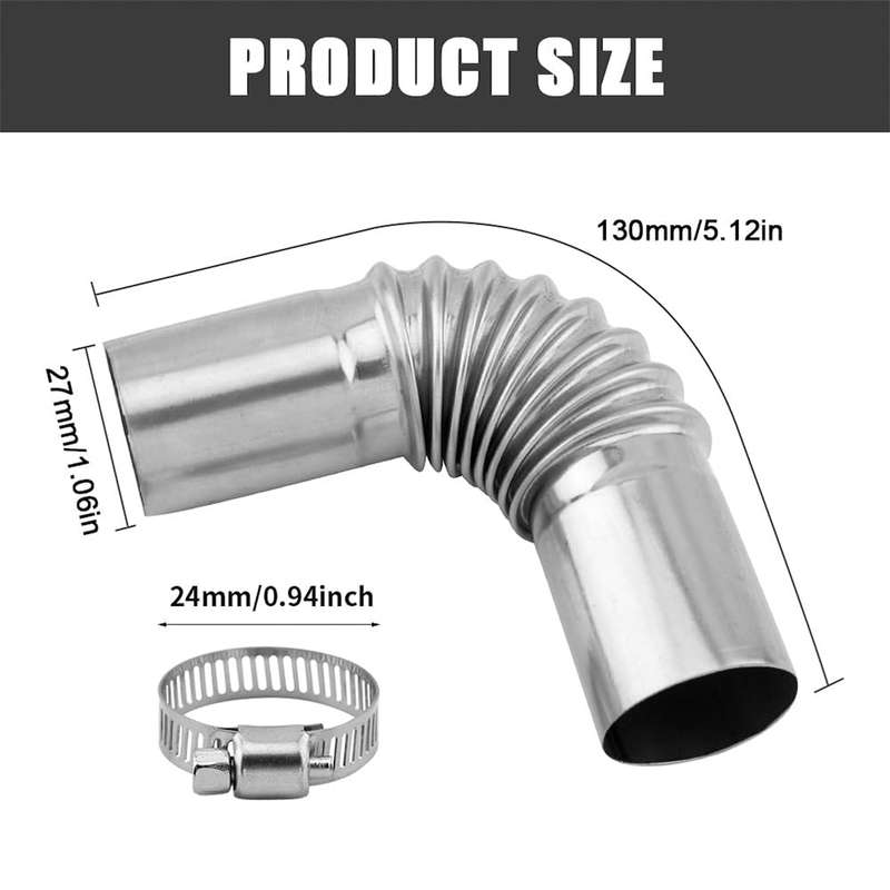 Car Parking Heater 13cm Elbow Stainless Steel Threaded Exhaust Tube Connector(Silver)