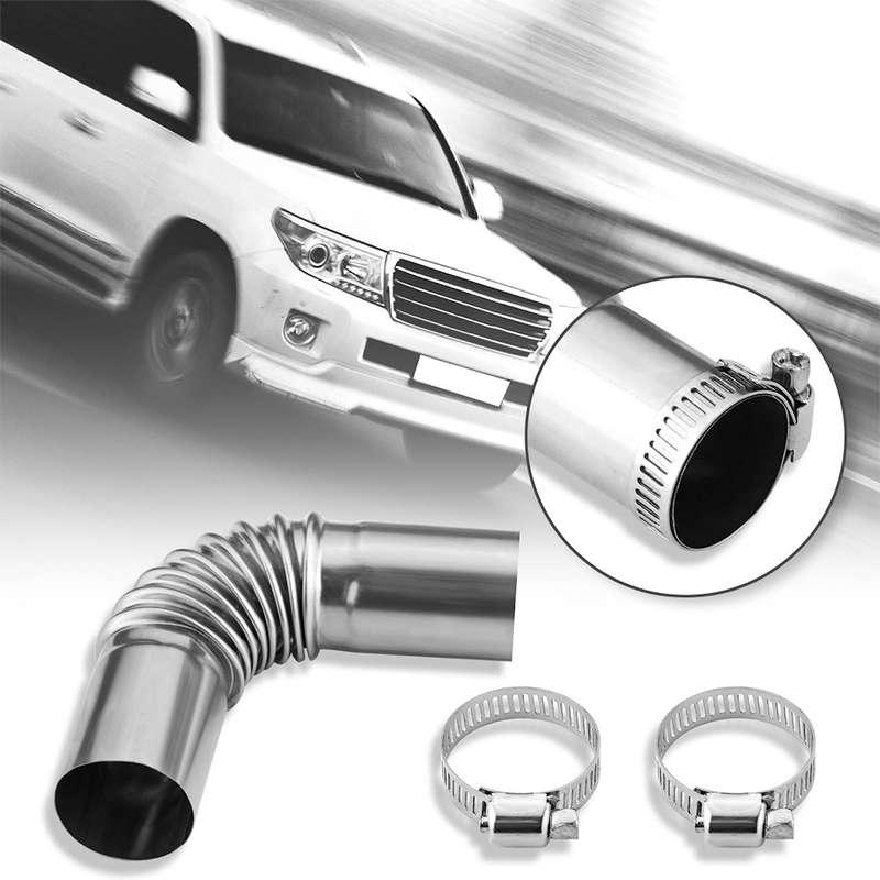Car Parking Heater 13cm Elbow Stainless Steel Threaded Exhaust Tube Connector(Silver)