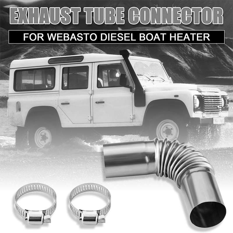 Car Parking Heater 13cm Elbow Stainless Steel Threaded Exhaust Tube Connector(Silver)