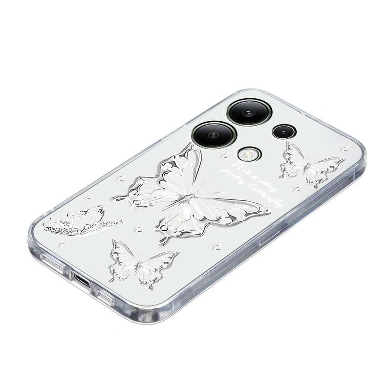 For Xiaomi Redmi Note 13 4G Colored Drawing Pattern Transparent TPU Phone Case(Butterflies)