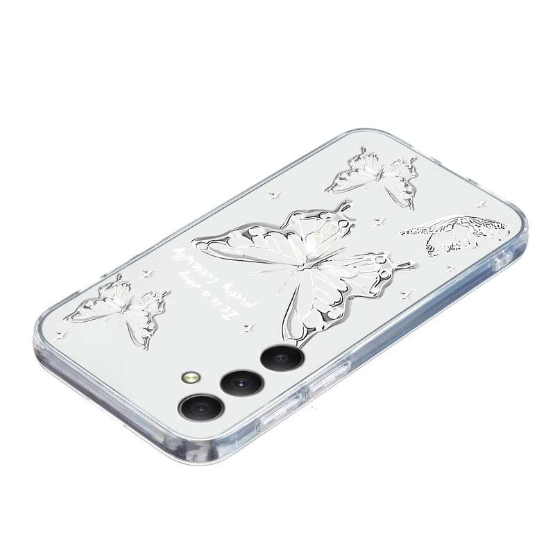 For Samsung Galaxy A34 Colored Drawing Pattern Transparent TPU Phone Case(Butterflies)