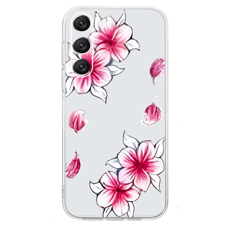 For Samsung Galaxy S23+ 5G Colored Drawing Pattern Transparent TPU Phone Case(Sakura)