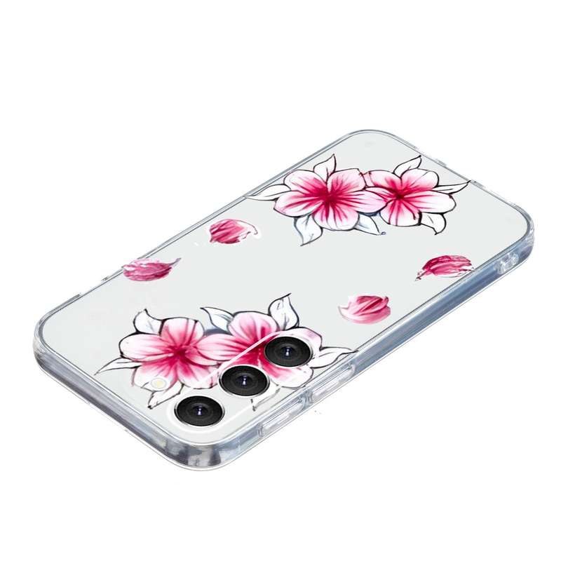 For Samsung Galaxy S23+ 5G Colored Drawing Pattern Transparent TPU Phone Case(Sakura)