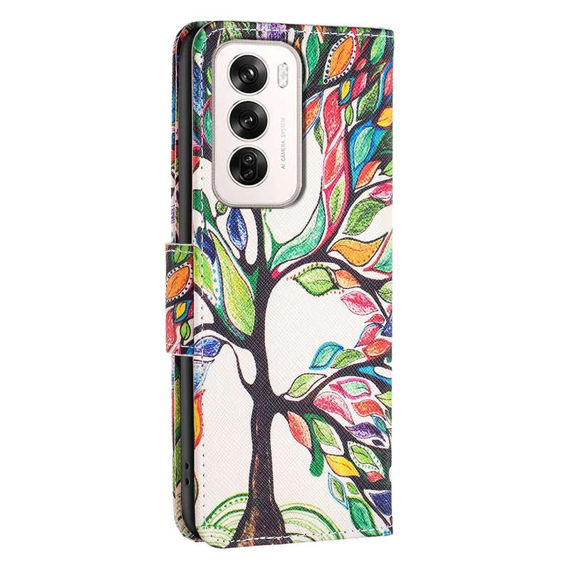 For OPPO Reno12 Global Colored Drawing Pattern Leather Phone Case(Tree Life)