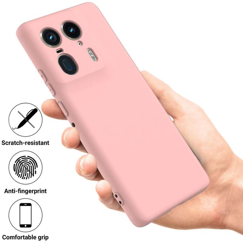 For Motorola Edge 50 Ultra Solid Color Liquid Silicone Dropproof Full Coverage Phone Case(Pink)