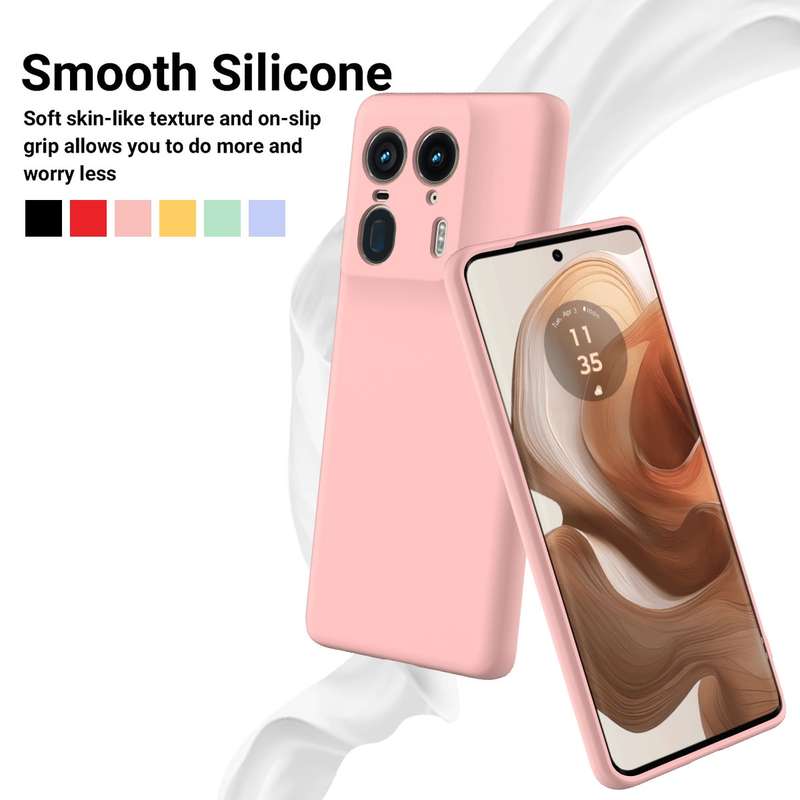 For Motorola Edge 50 Ultra Solid Color Liquid Silicone Dropproof Full Coverage Phone Case(Pink)