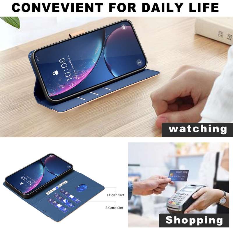 For Tecno Spark 20 Pro Color Matching RFID Anti-theft Leather Phone Case(Blue)