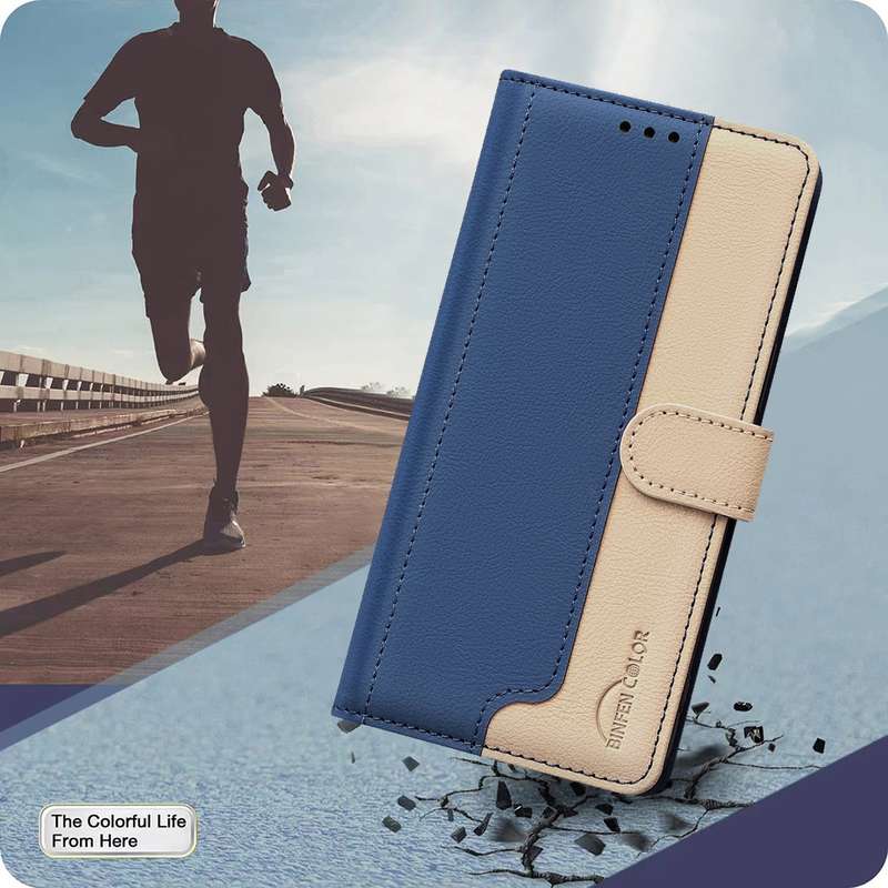 For Tecno Spark 20 Pro Color Matching RFID Anti-theft Leather Phone Case(Blue)