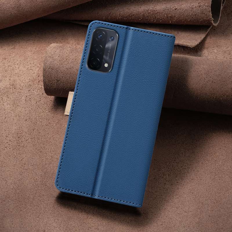 For OPPO A74 5G / A93 5G / A54 5G Color Matching RFID Anti-theft Leather Phone Case(Blue)