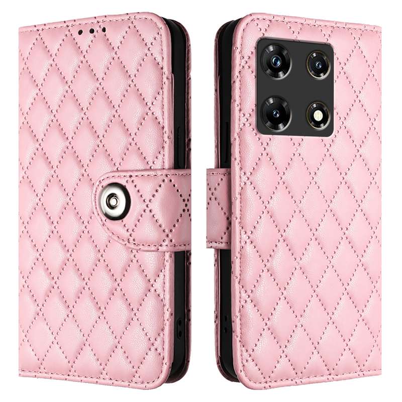 For Infinix Note 30 Pro / Note 30 5G Rhombic Texture Flip Leather Phone Case with Lanyard(Pink)