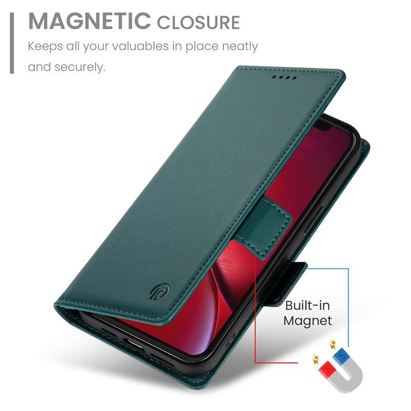 For iPhone X / XS Side Buckle Magnetic Frosted Leather Phone Case(Dark Green)