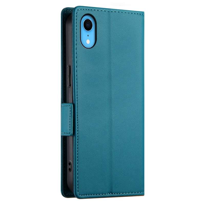 For iPhone XR Side Buckle Magnetic Frosted Leather Phone Case(Blue)