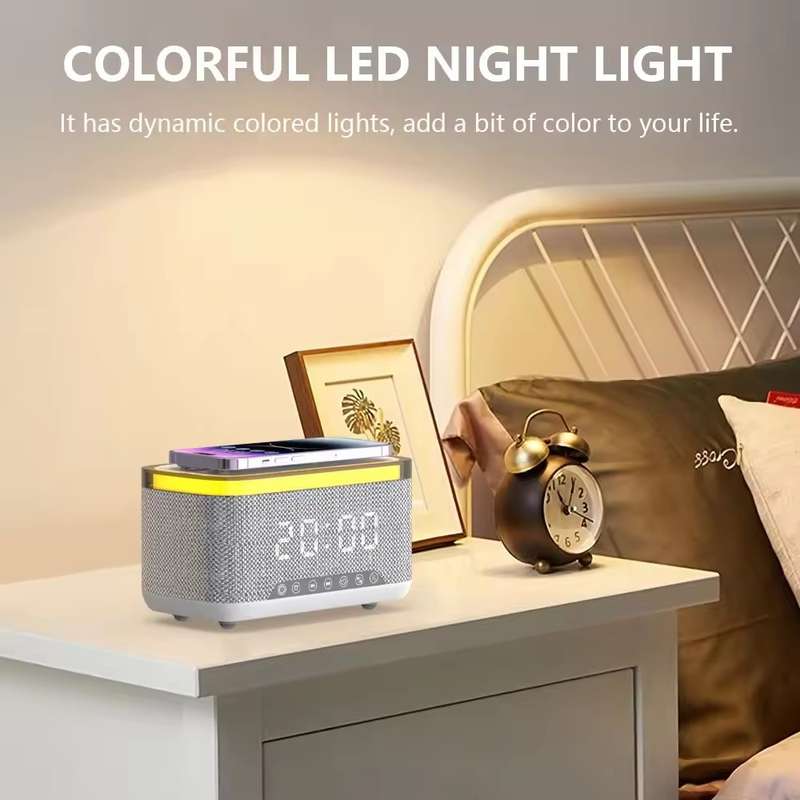 AEC S300 Portable 10W Power Multifunction Bluetooth Speaker Alarm Clock Wireless Charger(Black)