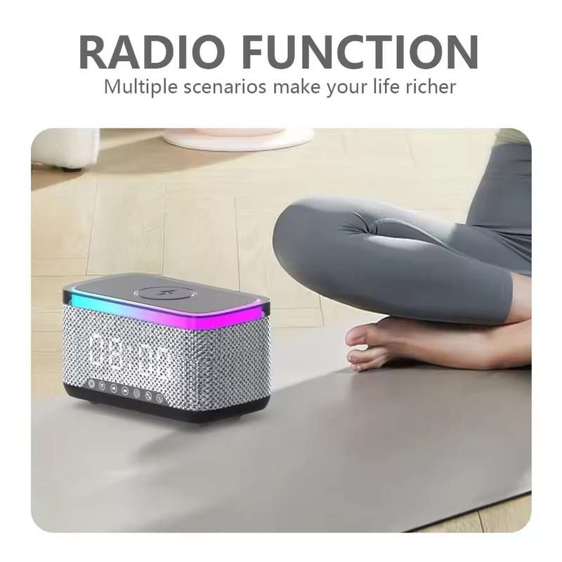 AEC S300 Portable 10W Power Multifunction Bluetooth Speaker Alarm Clock Wireless Charger(Black)