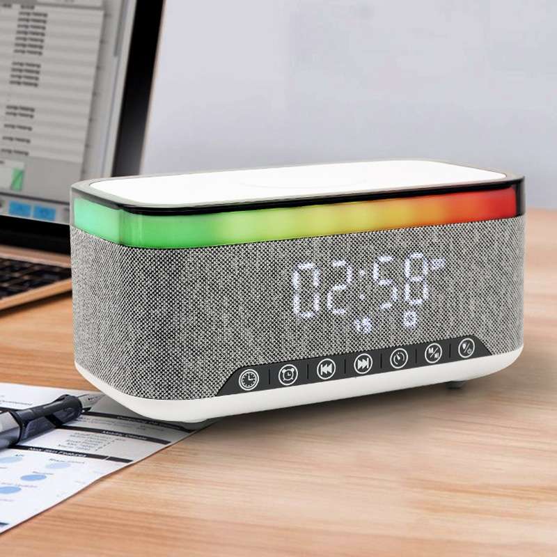 AEC S300 Portable 10W Power Multifunction Bluetooth Speaker Alarm Clock Wireless Charger(Black)